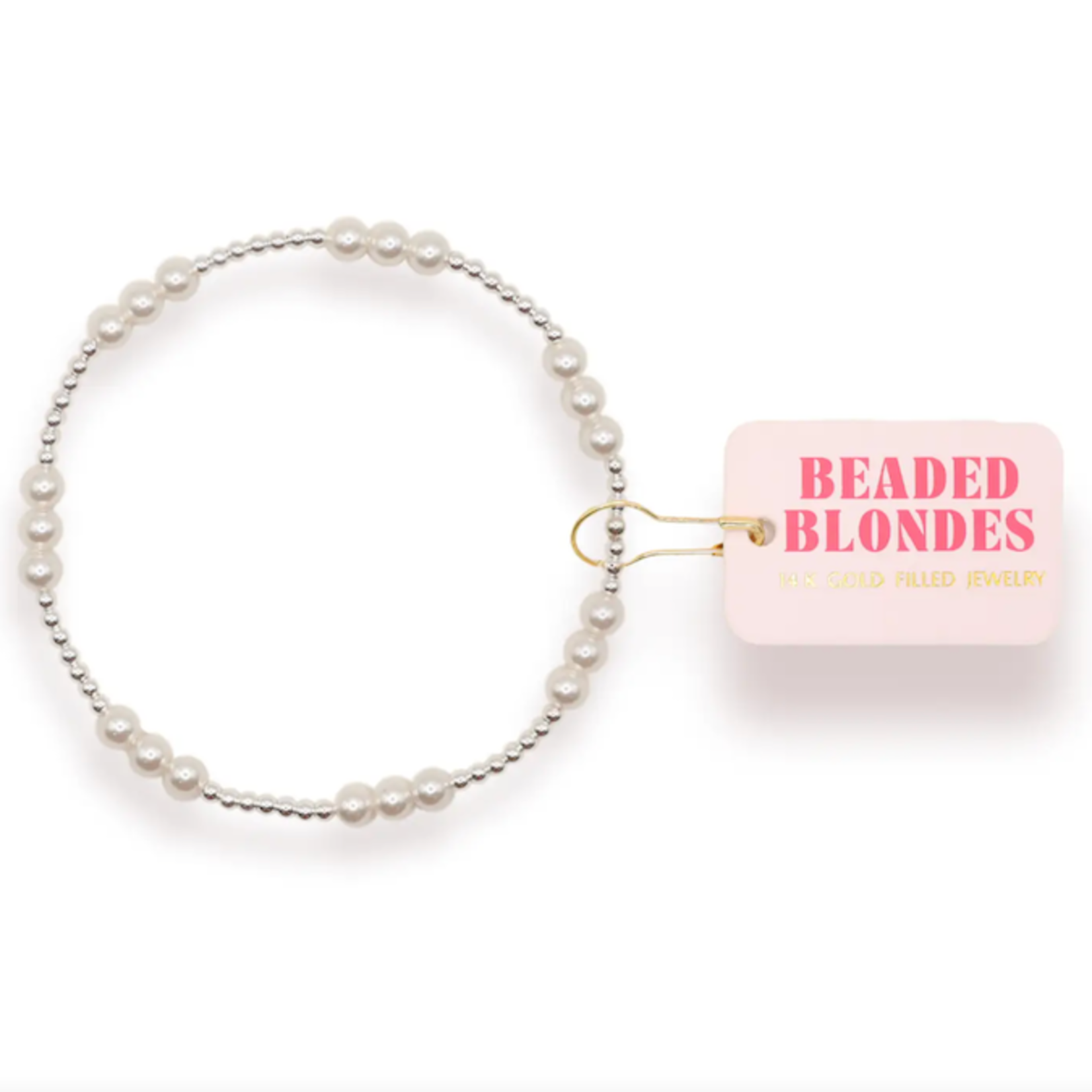 Beaded Blondes ILY Bracelet Pearl Silver