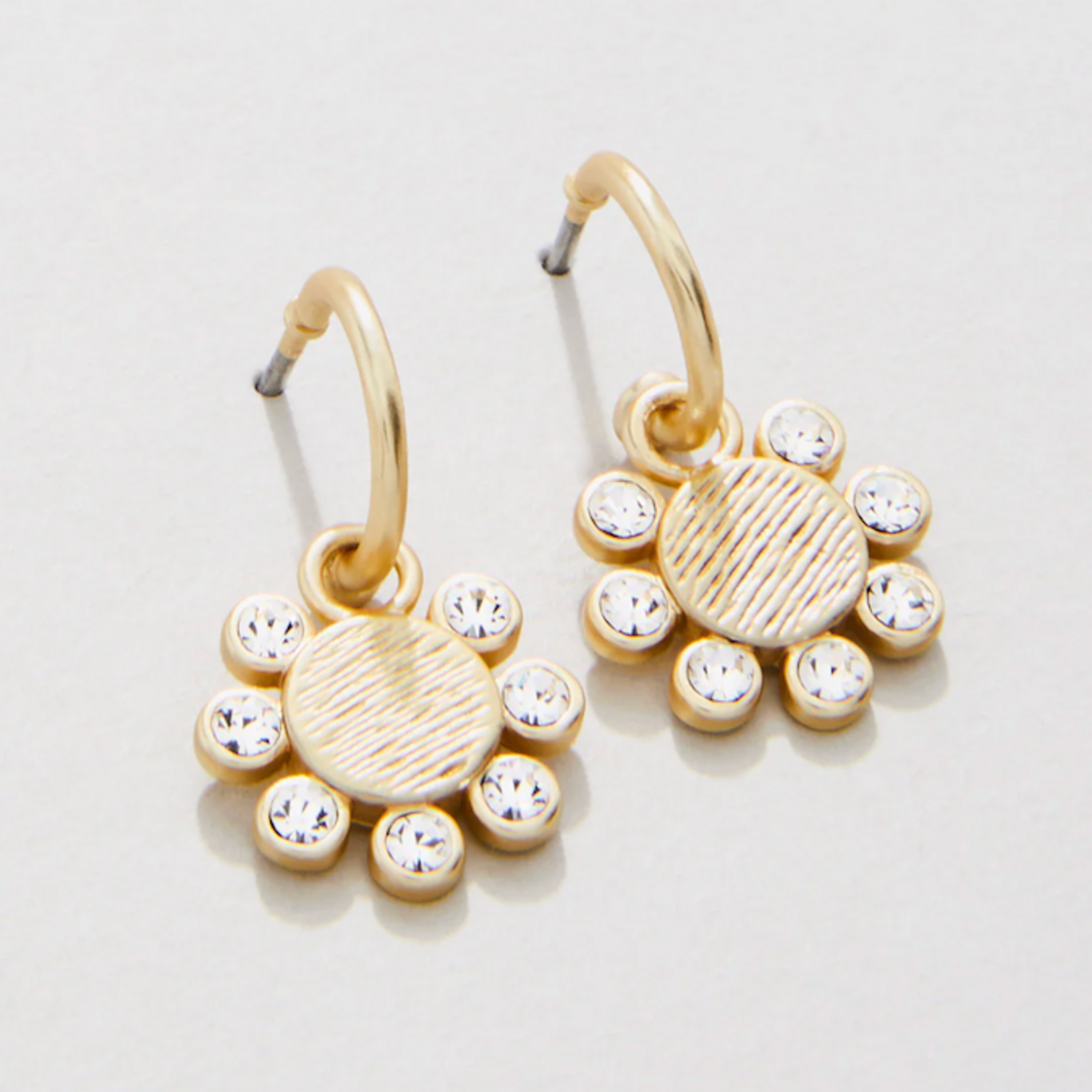 Whirly Drop Hoop Earrings - Crystal