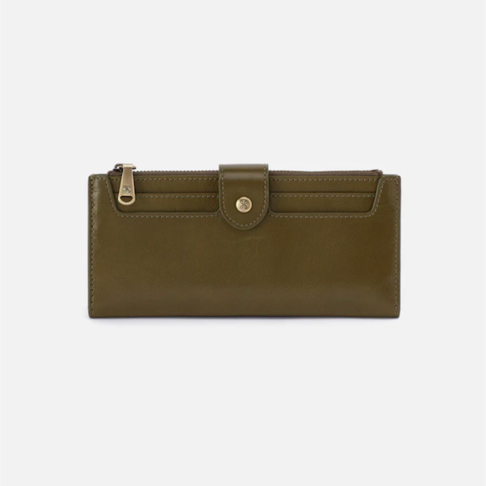 HOBO HOBO - Dunn Continental Wallet Olive Veil Polished Leather
