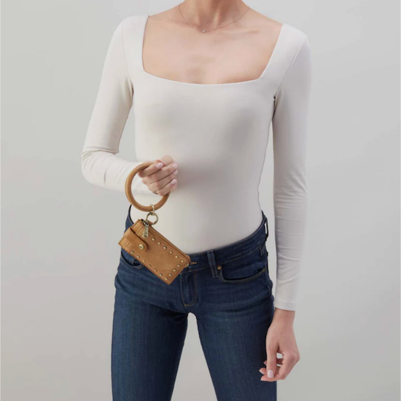 HOBO HOBO - Ring Credit Card Wristlet Whiskey Buffed Leather