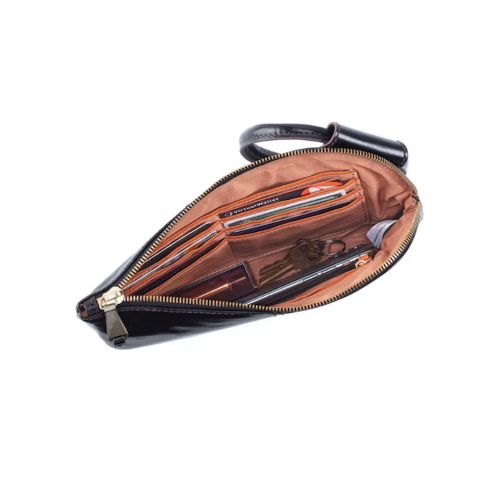 HOBO HOBO - Sable Wristlet Black Polished Leather