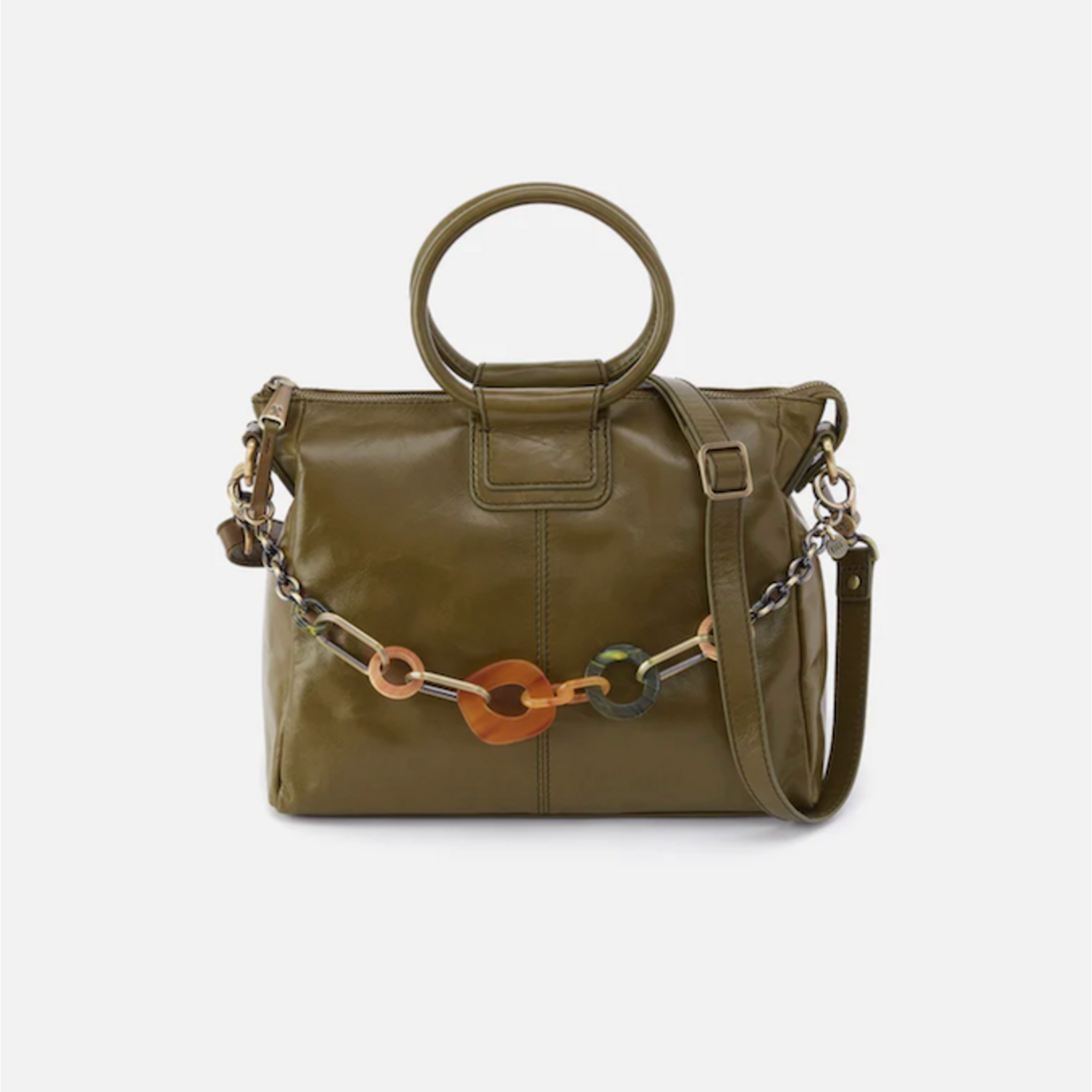 HOBO HOBO - Sheila Medium Satchel With Charm Olive Veil Polished Leather