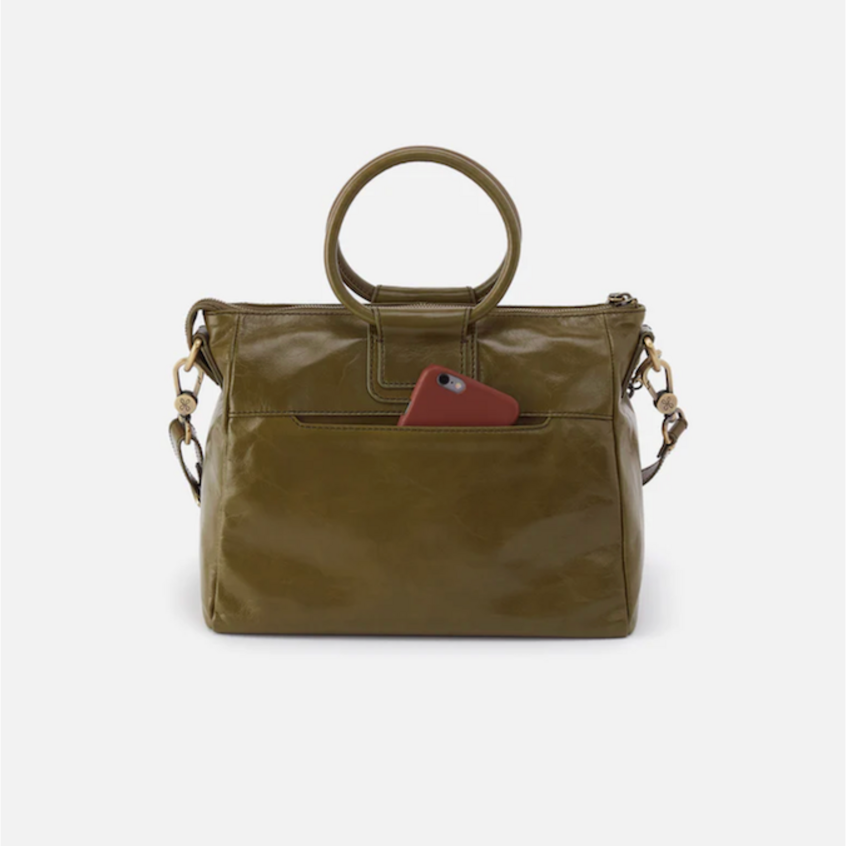 HOBO HOBO - Sheila Medium Satchel With Charm Olive Veil Polished Leather