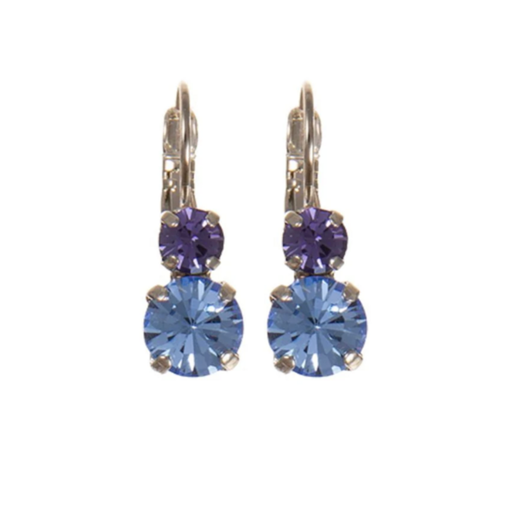 Mariana Medium Double Stone Leverback Earrings in "Lavender Fields" Rhodium