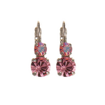 Mariana Medium Double Stone Leverback Earrings in "Flamingo" Rhodium