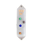 White Geo Mezuzah Case