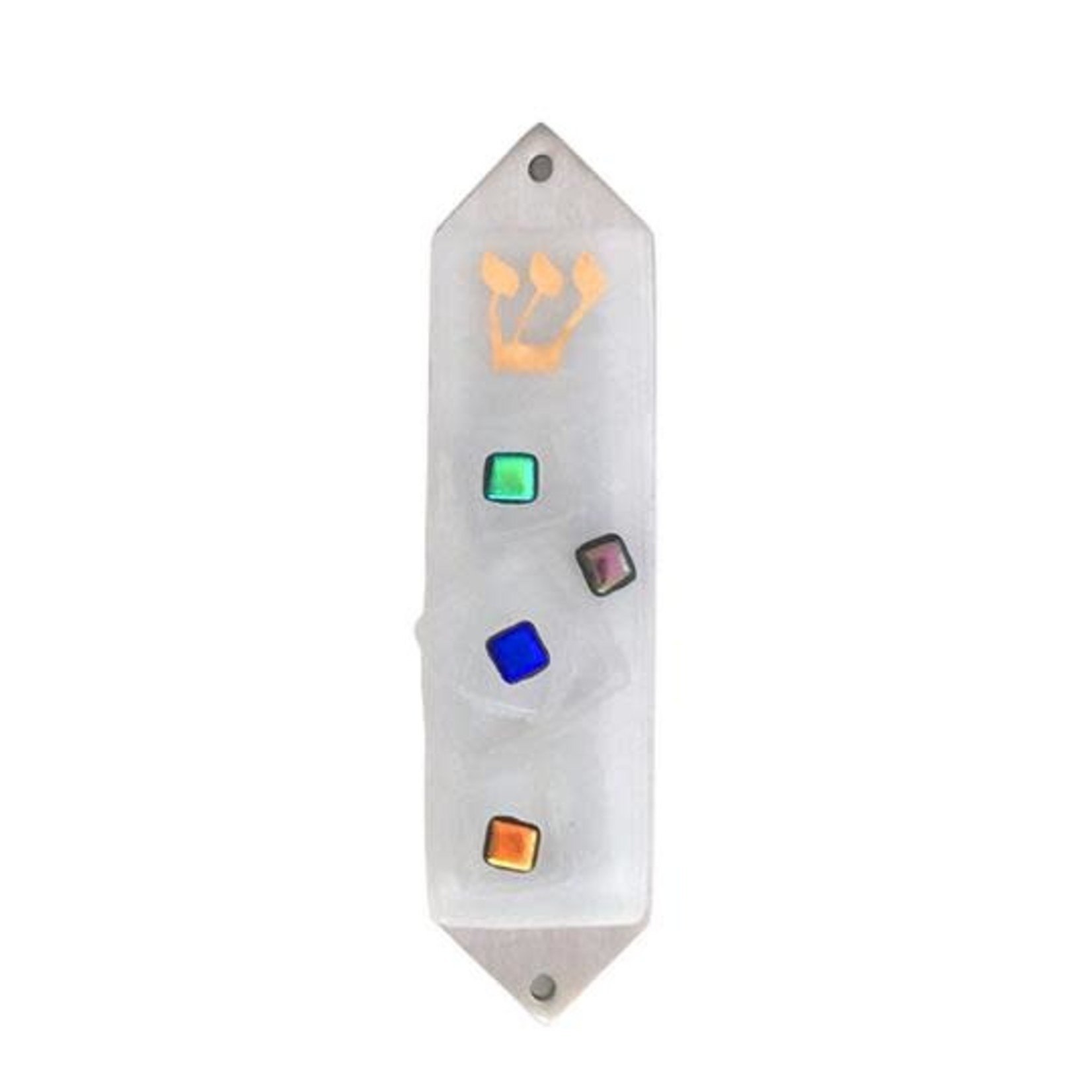 White Geo Mezuzah Case