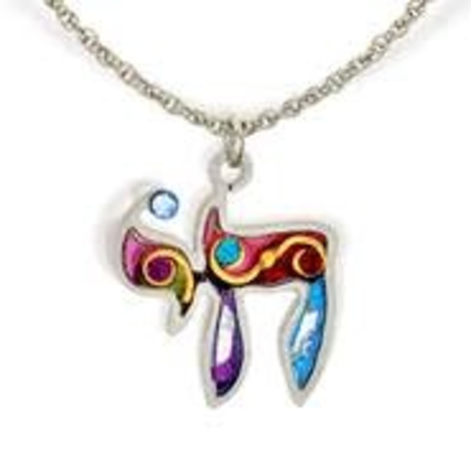 Swirling Gold Judaic Chai Necklace