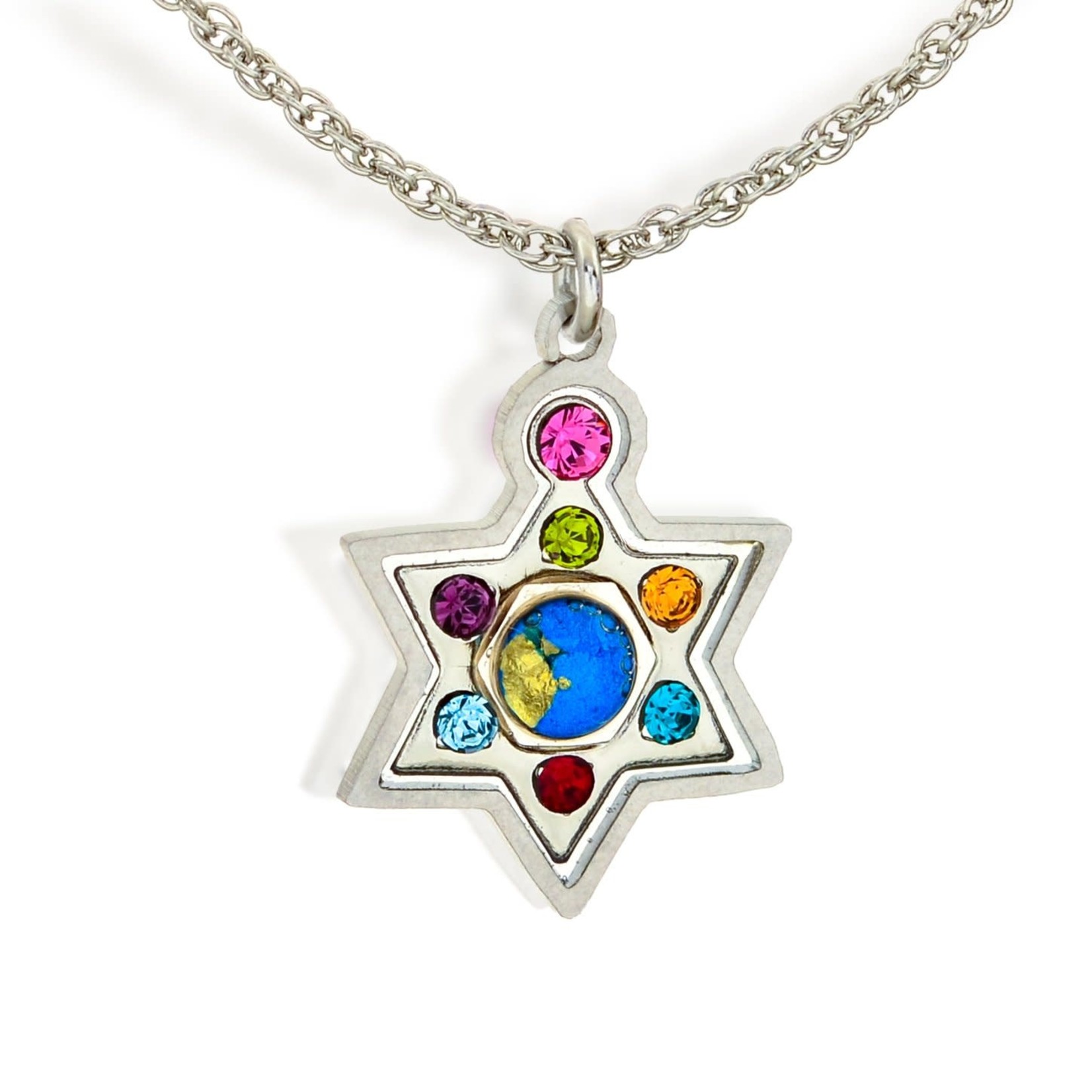 Multicolor Star of Judaic David Necklace