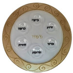 Handmade Glass Seder Plate - Gold