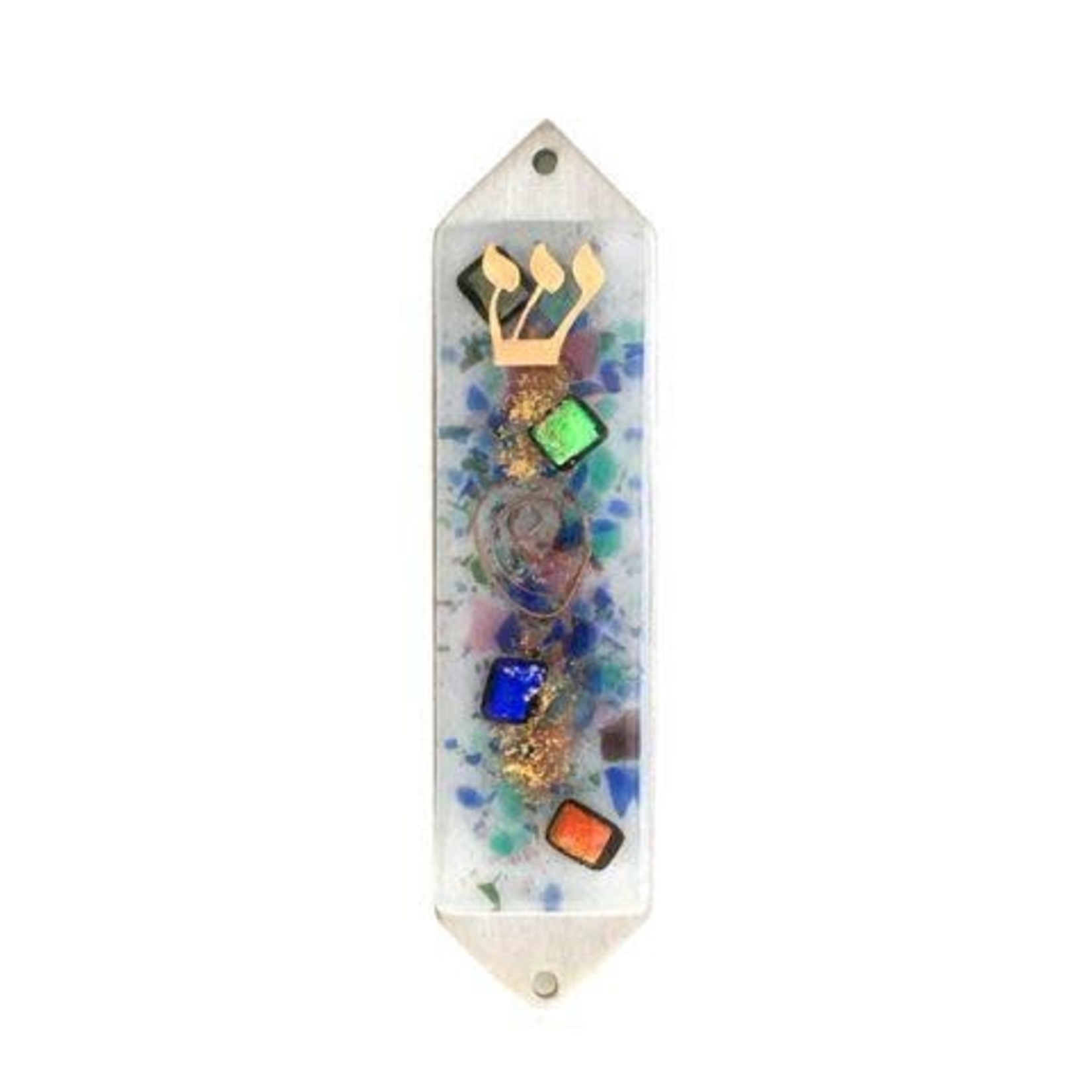 White Celestial Mezuzah Case