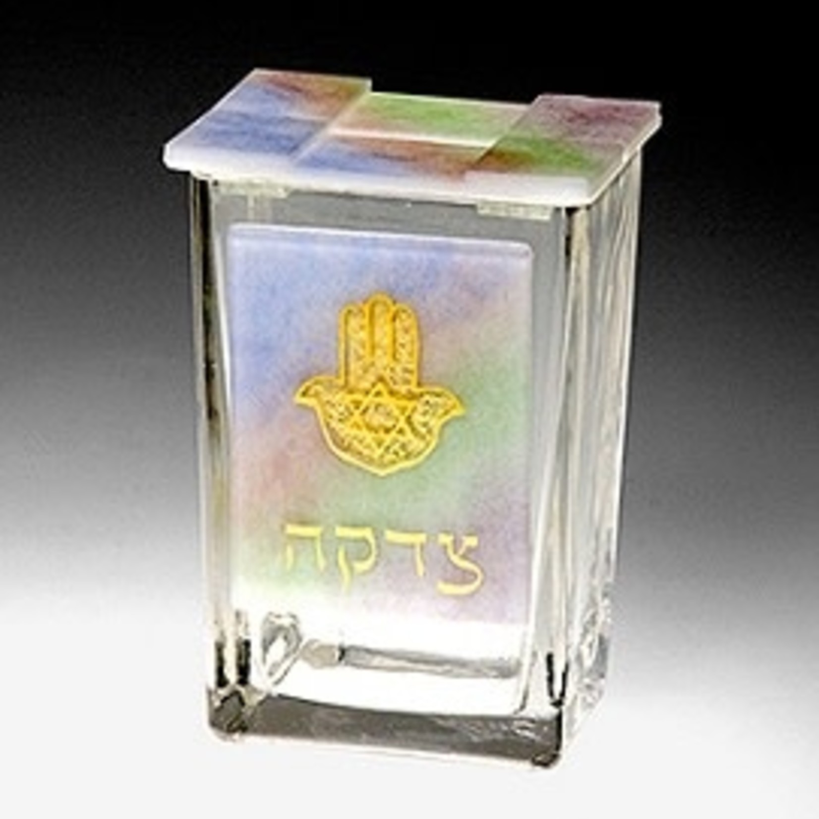 Made in the U.S.A Rainbow Hamsa Tzedakah Box