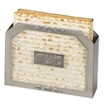 Pewter and Glass Stand Up Matzah Holder