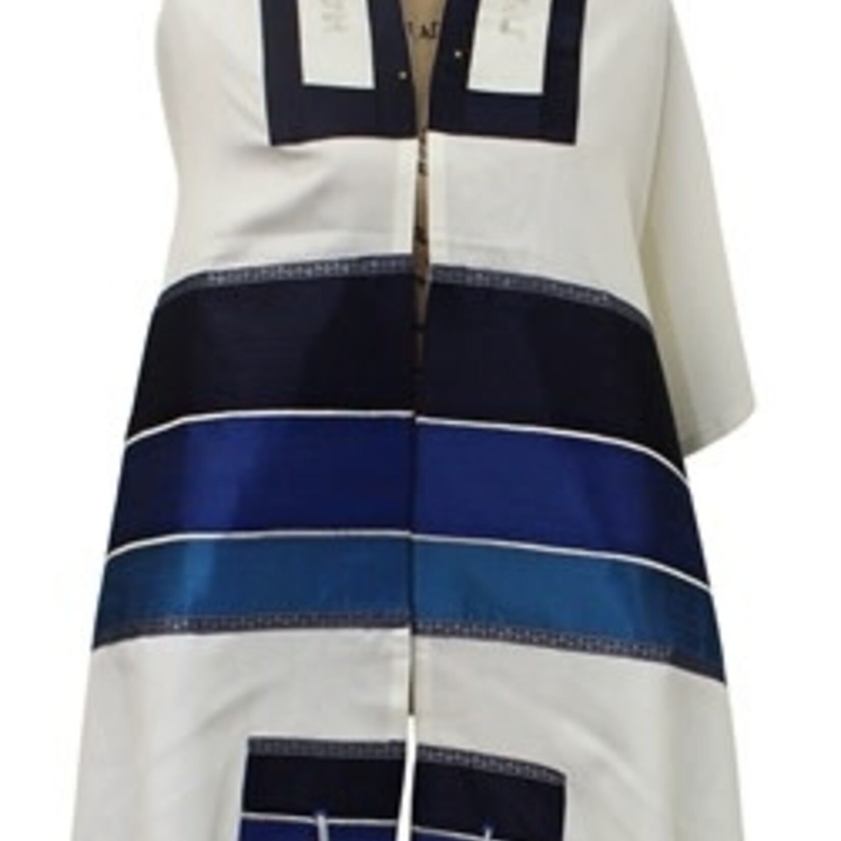 Talit Viscose Blue Striped Embroidery With Bag & Kippah