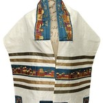 Cotton/Polyester With Silk Embroidery With Bag & Kippah-Jerusalem