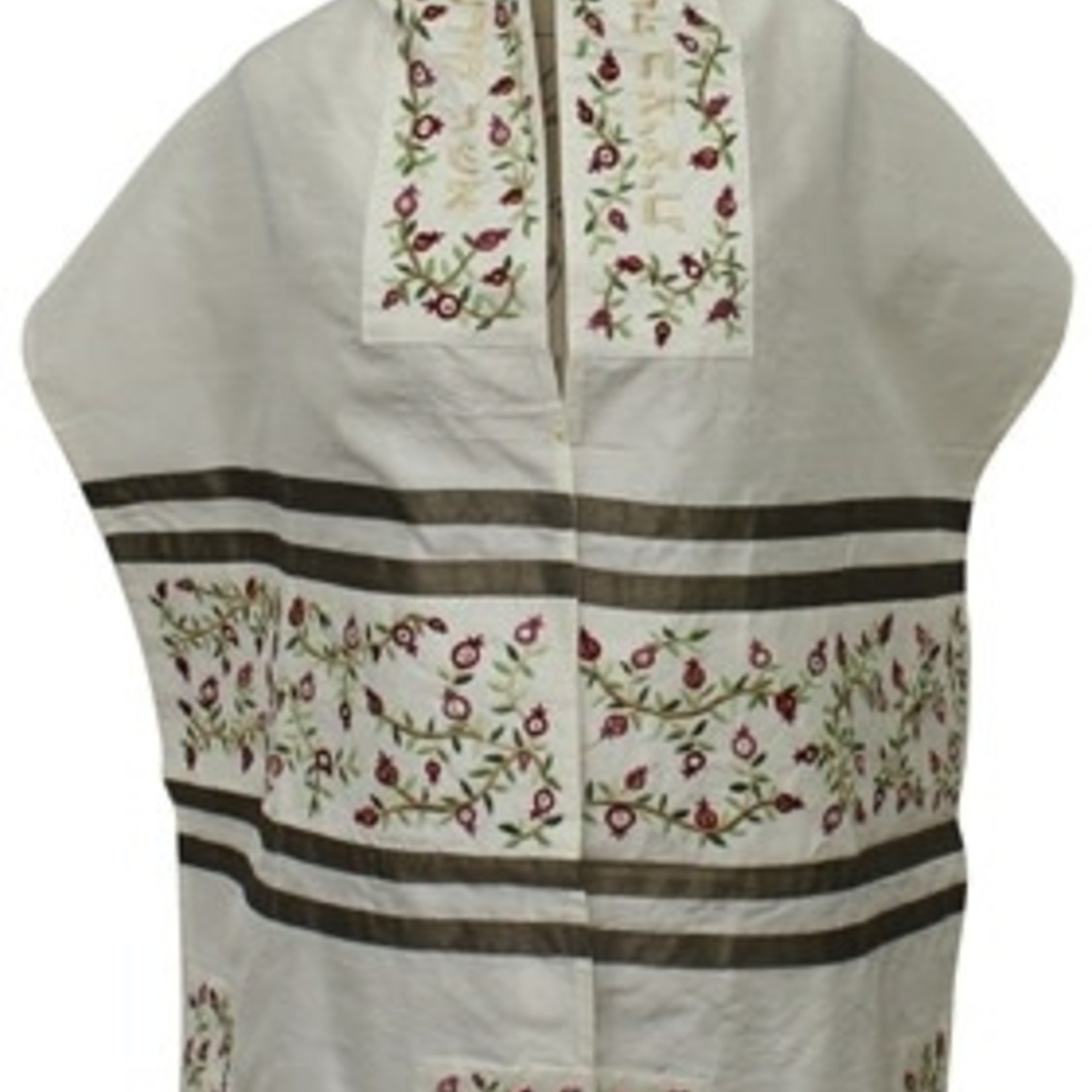Cotton/Polyester With Silk Embroidery With Bag & Kippah-Pomegranate