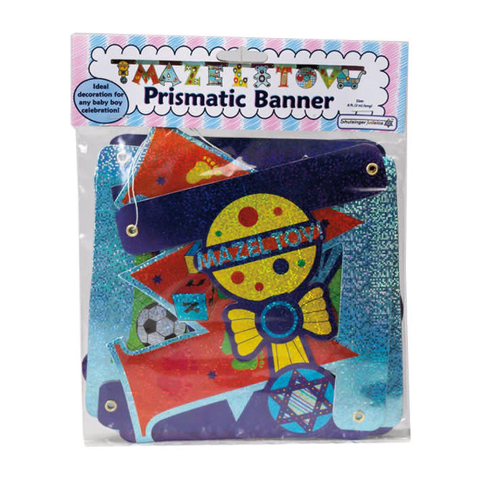 Large "Mazel Tov" Baby Boy Colorful Prismatic Banner