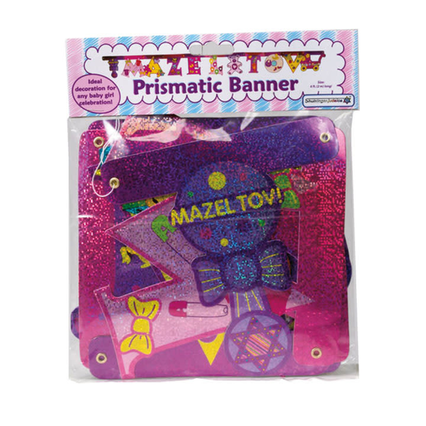 Large "Mazel Tov" Baby Girl Colorful Prismatic Banner