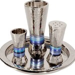 Hammered Havdallah Set Conical Shape- Blue Rings