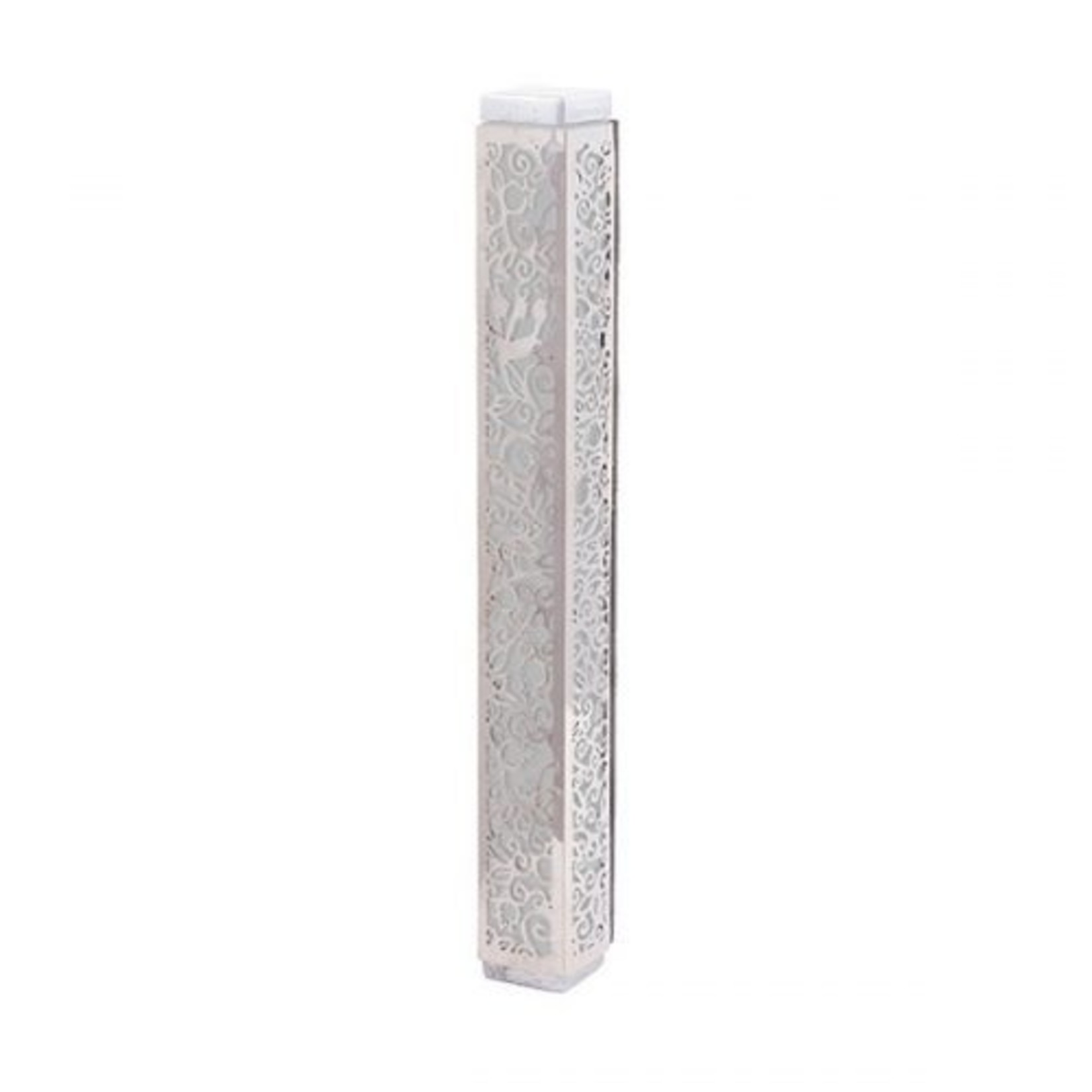 Mezuzah Case with Full Metal Cutout Pomegranate-Silver