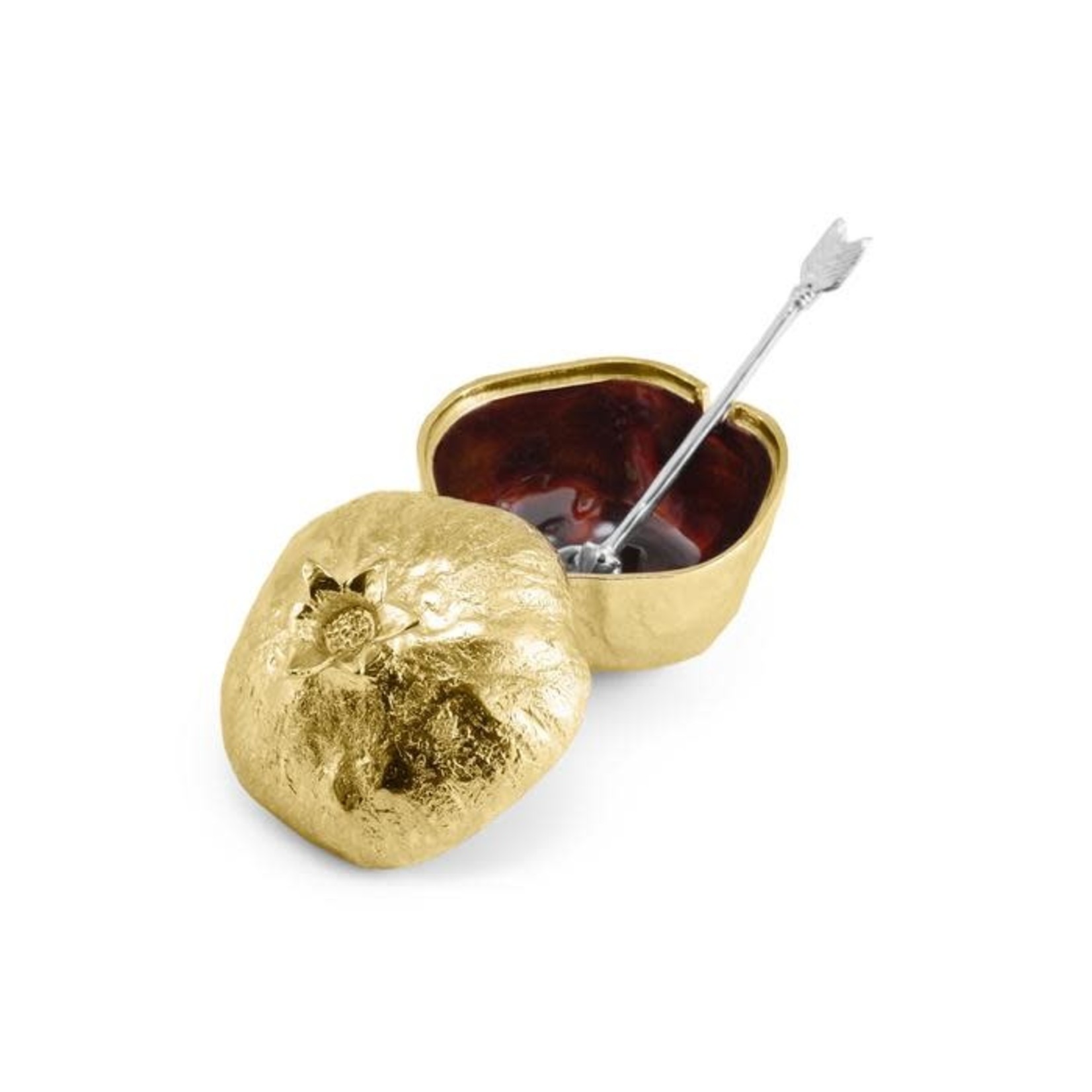Pomegranate Honey Dish w/ Spoon-Gold