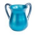 Aluminum Cast Wash Cup Turquoise with Blue Handles