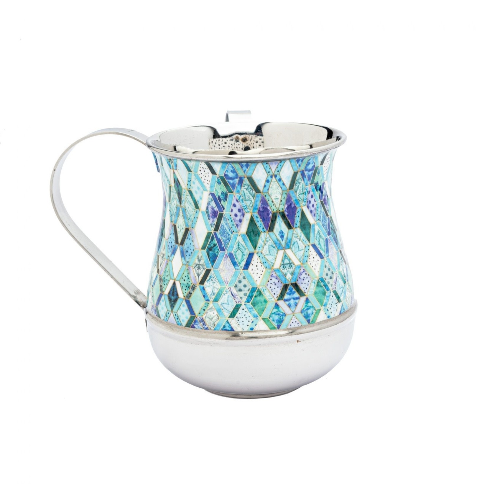 Metal Washing Cup-Blue-Abstract Design