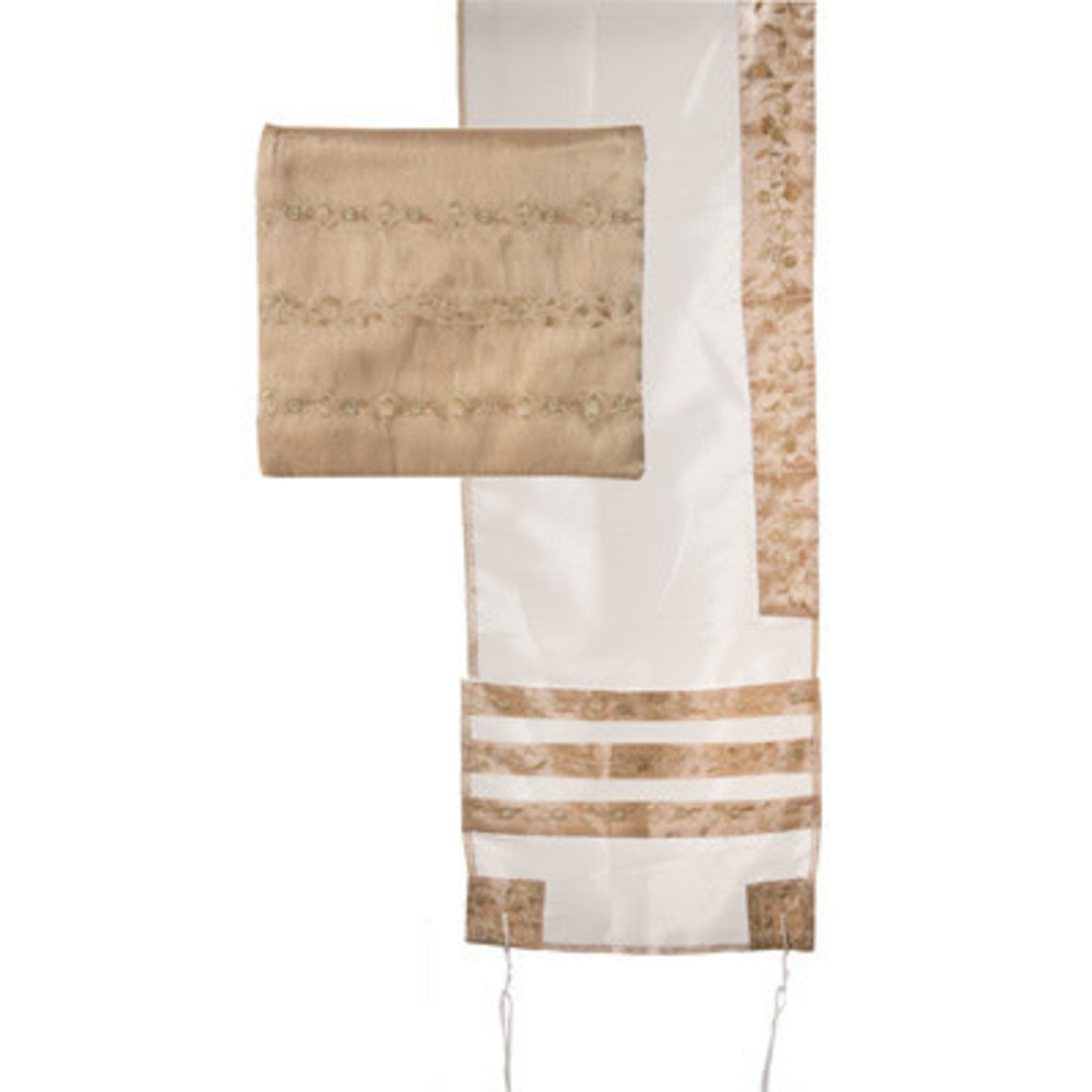 Tallit Organza - Embroidered Stripes Gold