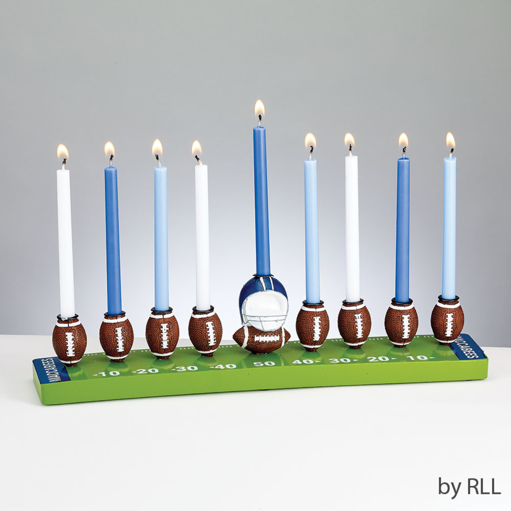 Hand-Painted Resin Football Menorah