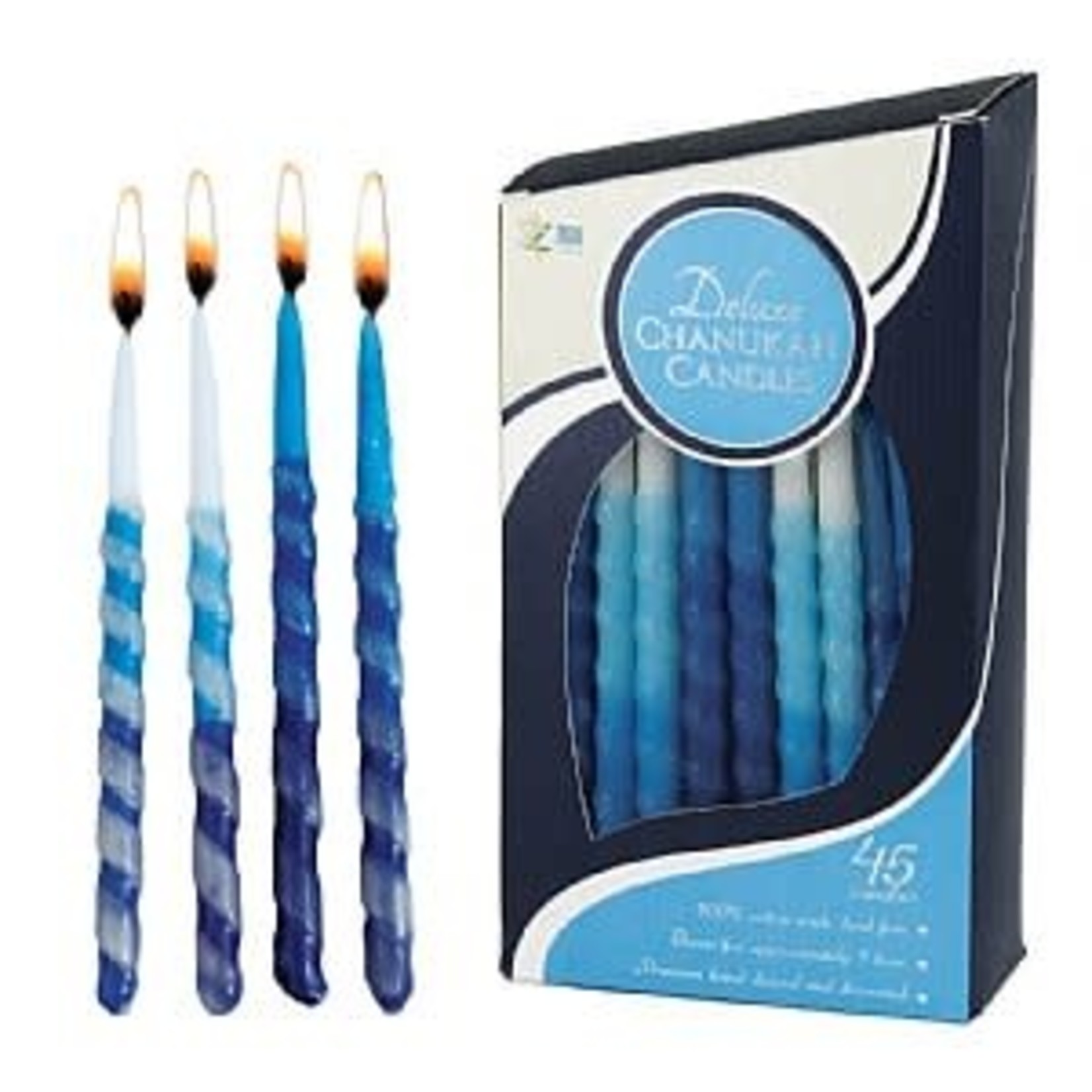 Deluxe Hanukkah Candles Fancy Blue Tones