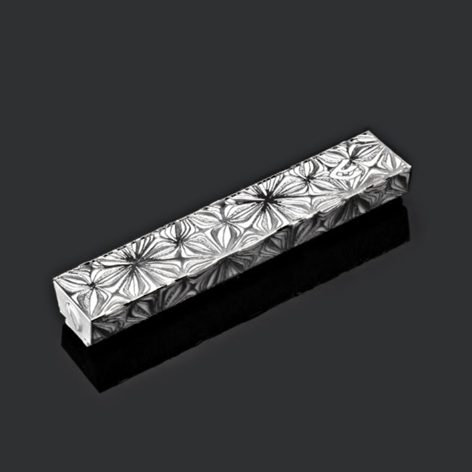 Small Flower Shadows Mezuzah Case - Silver