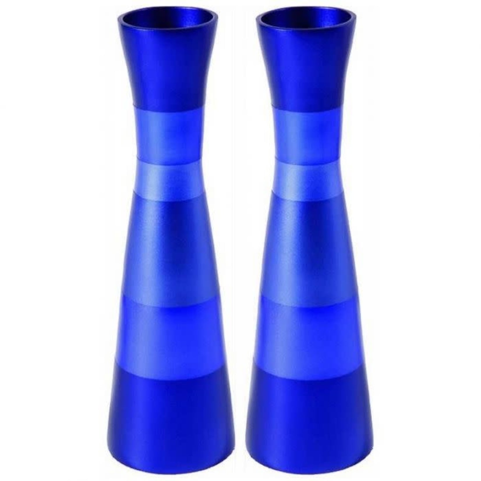 Anodized Aluminum Long Shabbat Candlesticks-Blue