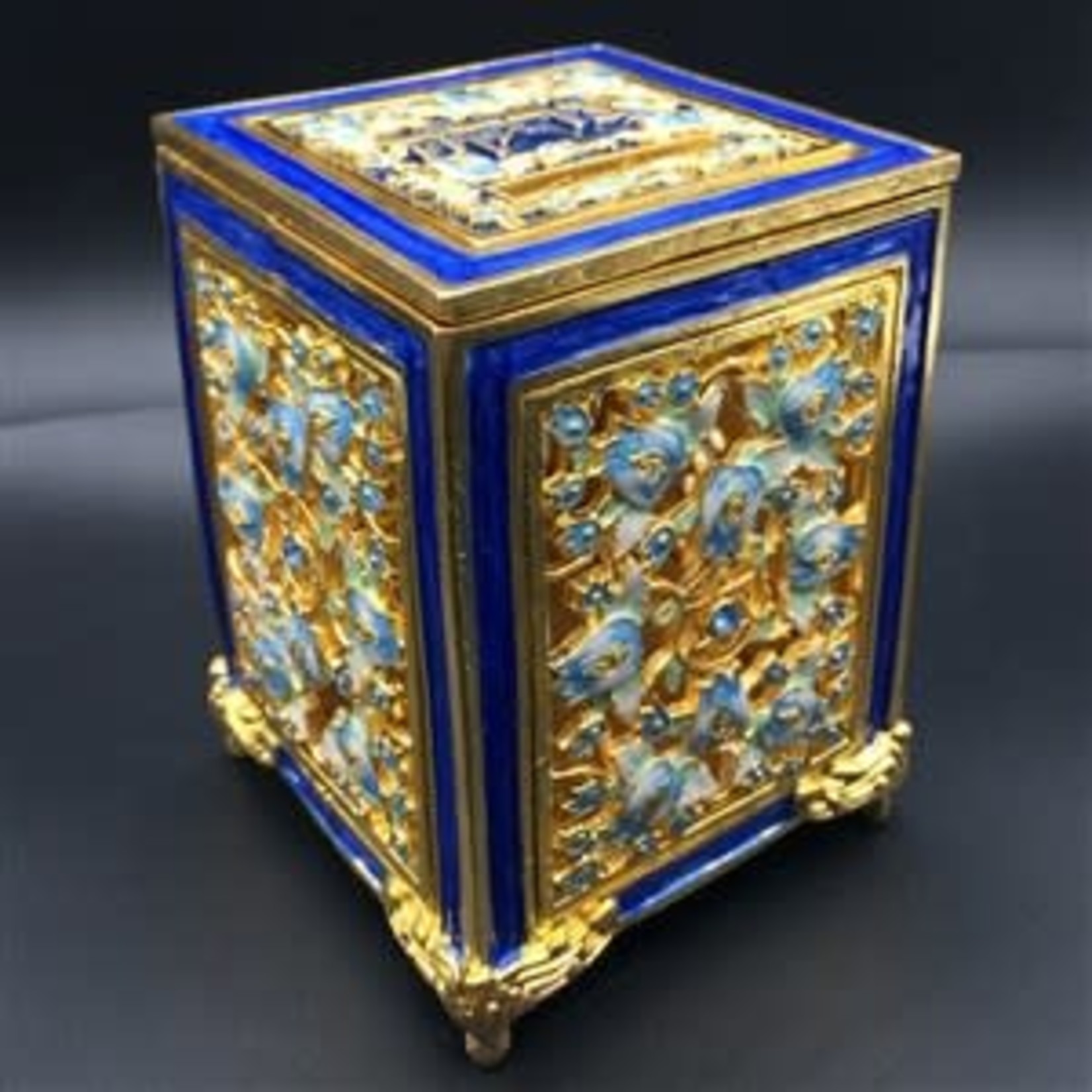 Tzedakah Box - Jeweled - Blue