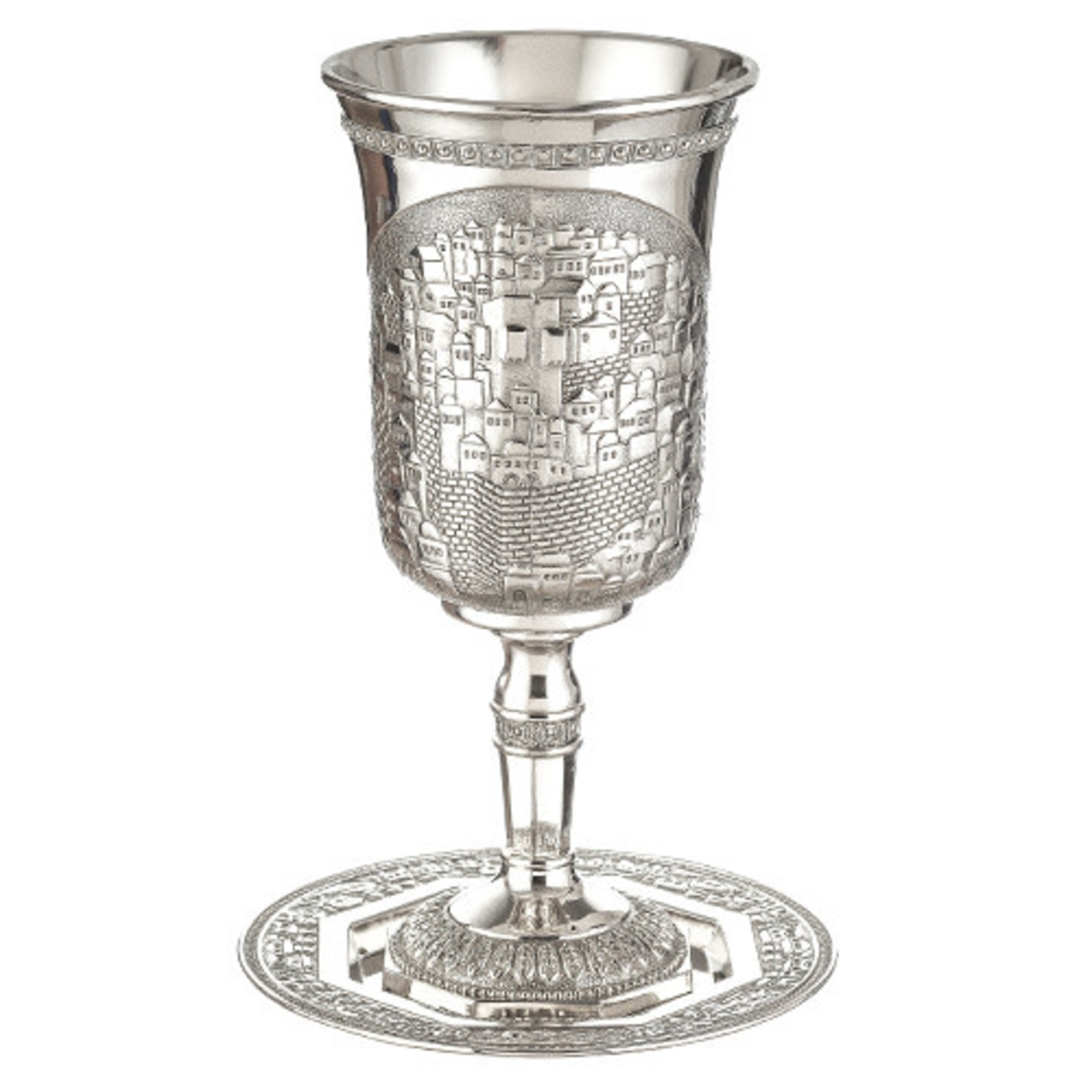 Large Elijah Cup - Jerusalem Design in Nickel