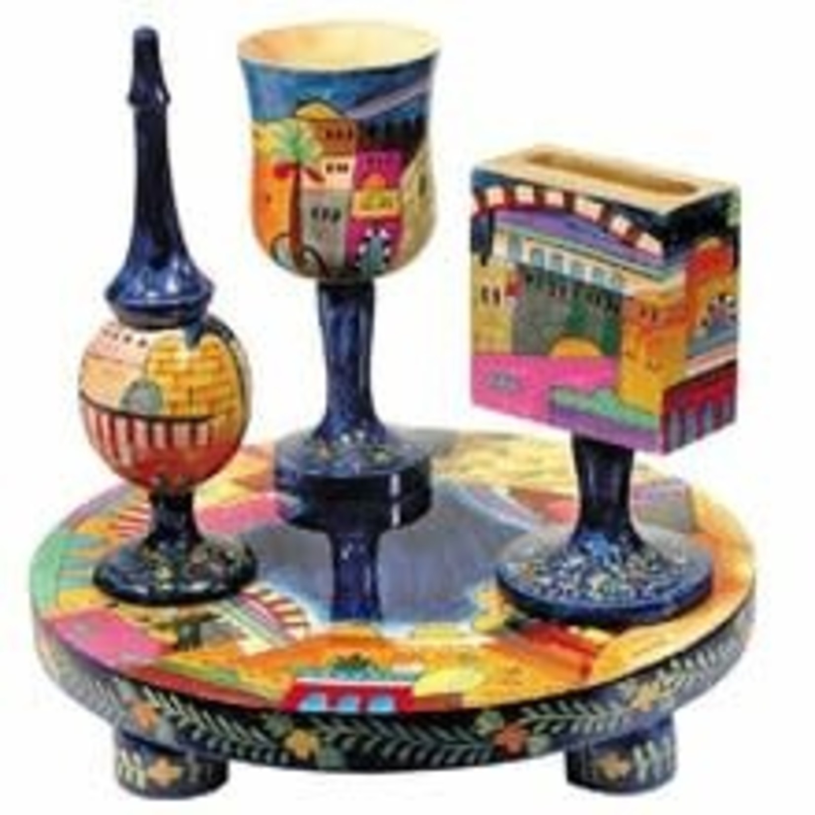 Wooden Havdallah Set - Jerusalem
