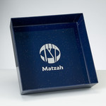 Square Navy PS Matzah Tray With Silver Glitter
