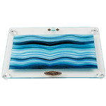Glass Challah Tray-Waves-Blues
