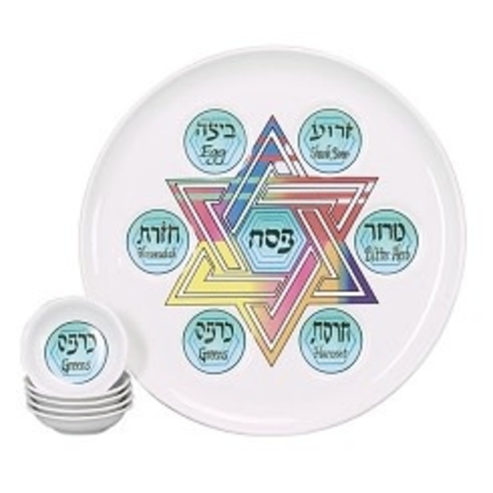 Rainbow Star of David Seder Plate