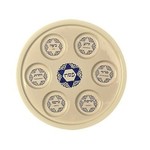 Ceramic Seder Plate with Small Blue Star in Center