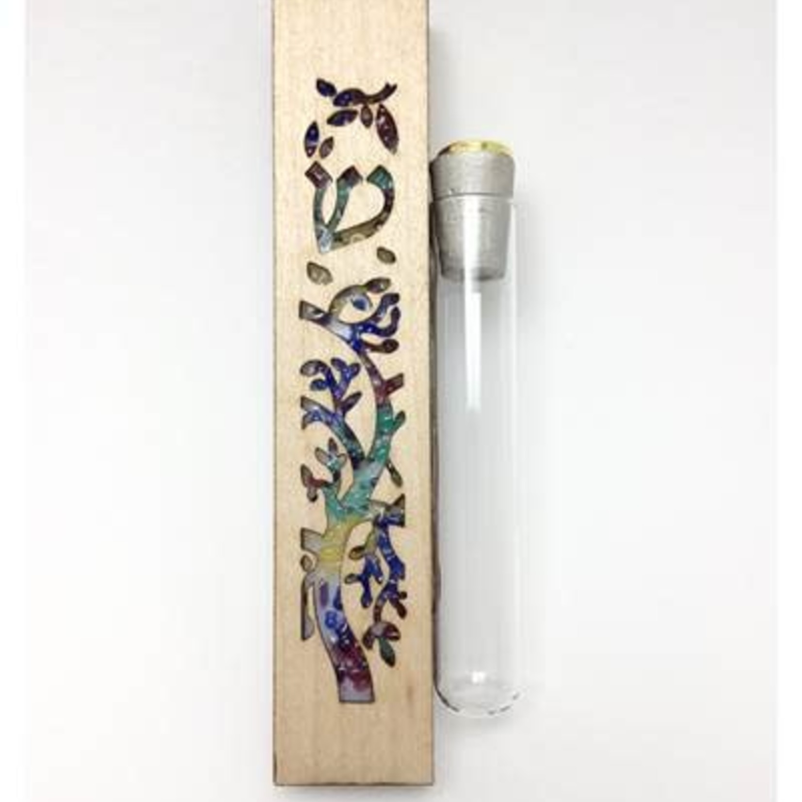 Tree of Life Wedding Shards Mezuzah - Rainbow