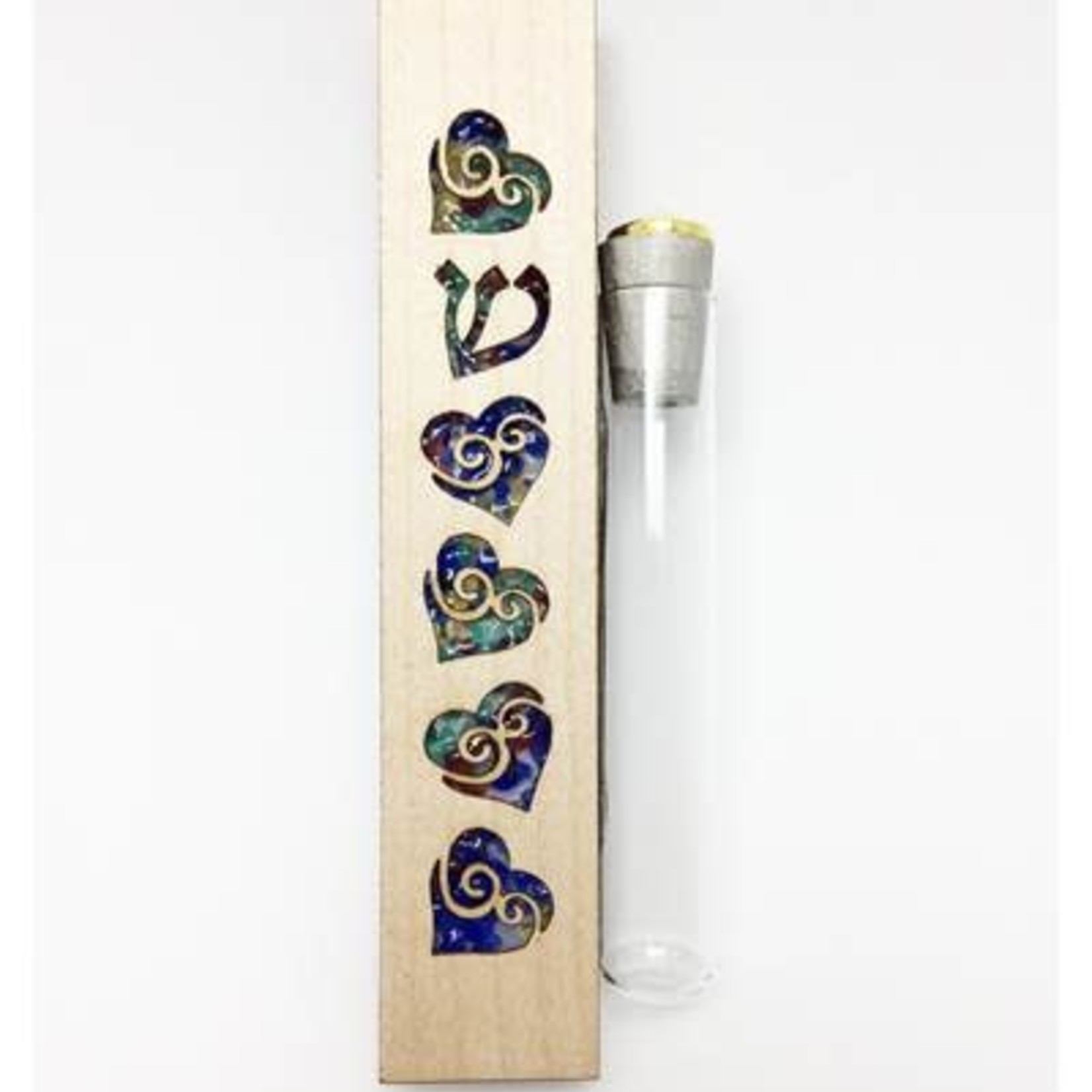 Hearts Wedding Shards Mezuzah - Rainbow