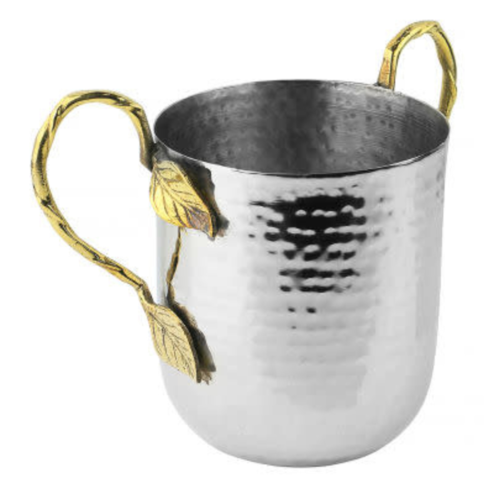 Stainless Steel Washing Cup Hammered Brass Handles-Small