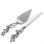 White Orchid Wedding Cake Knife & Server Set