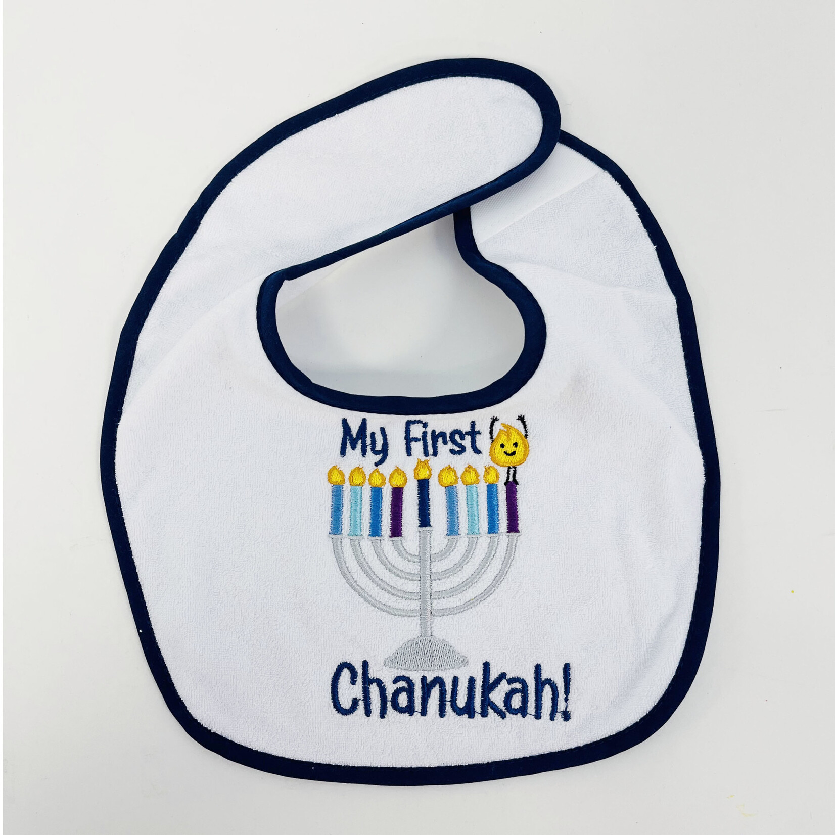 Chanukah Embroidered Bib, "My First Chanukah! "