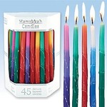 Deluxe Tapered Multi Tri Colored Frosted Hanukkah Candles