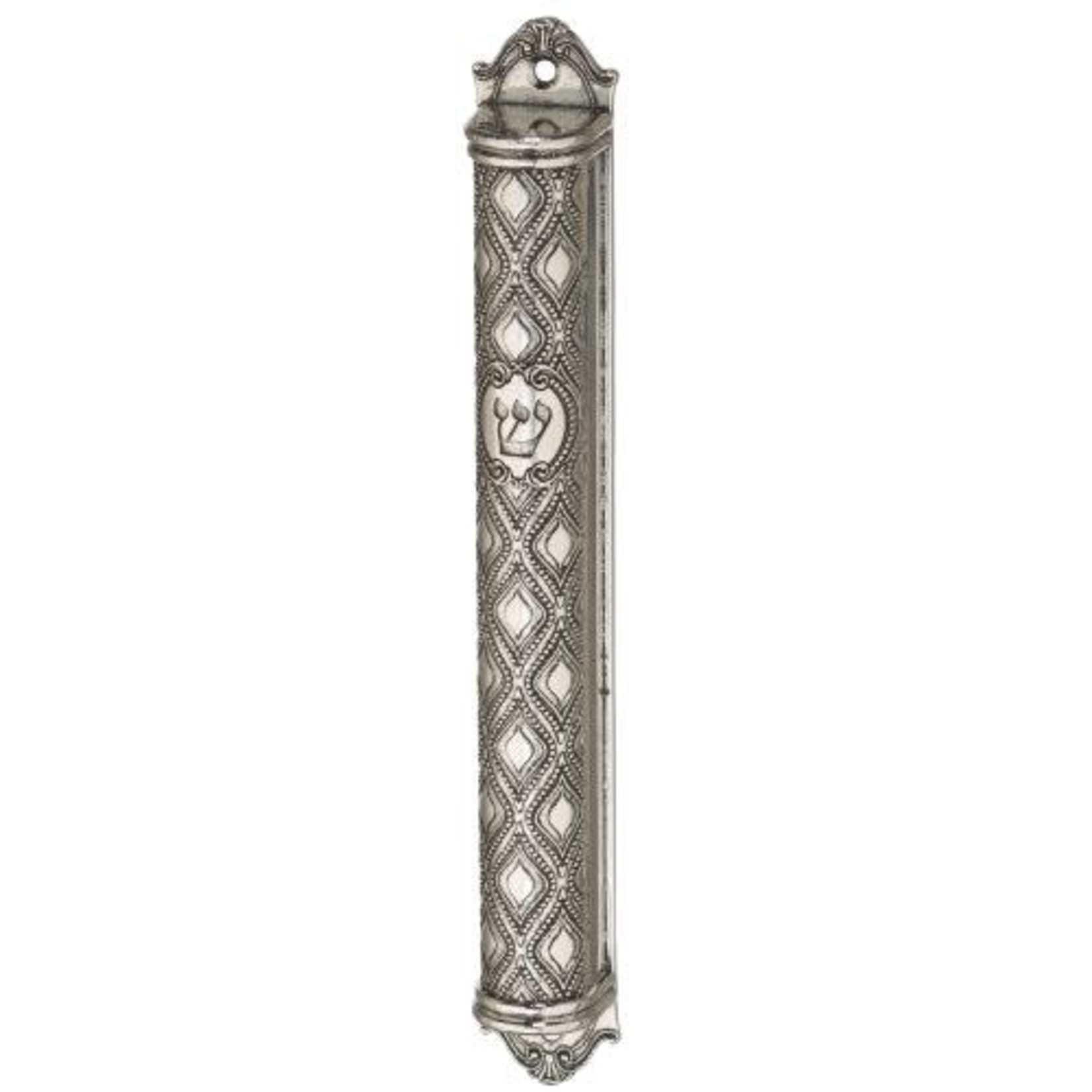 Nickel Mezuzah 12 cm - Pewter Finish -Diamond Design