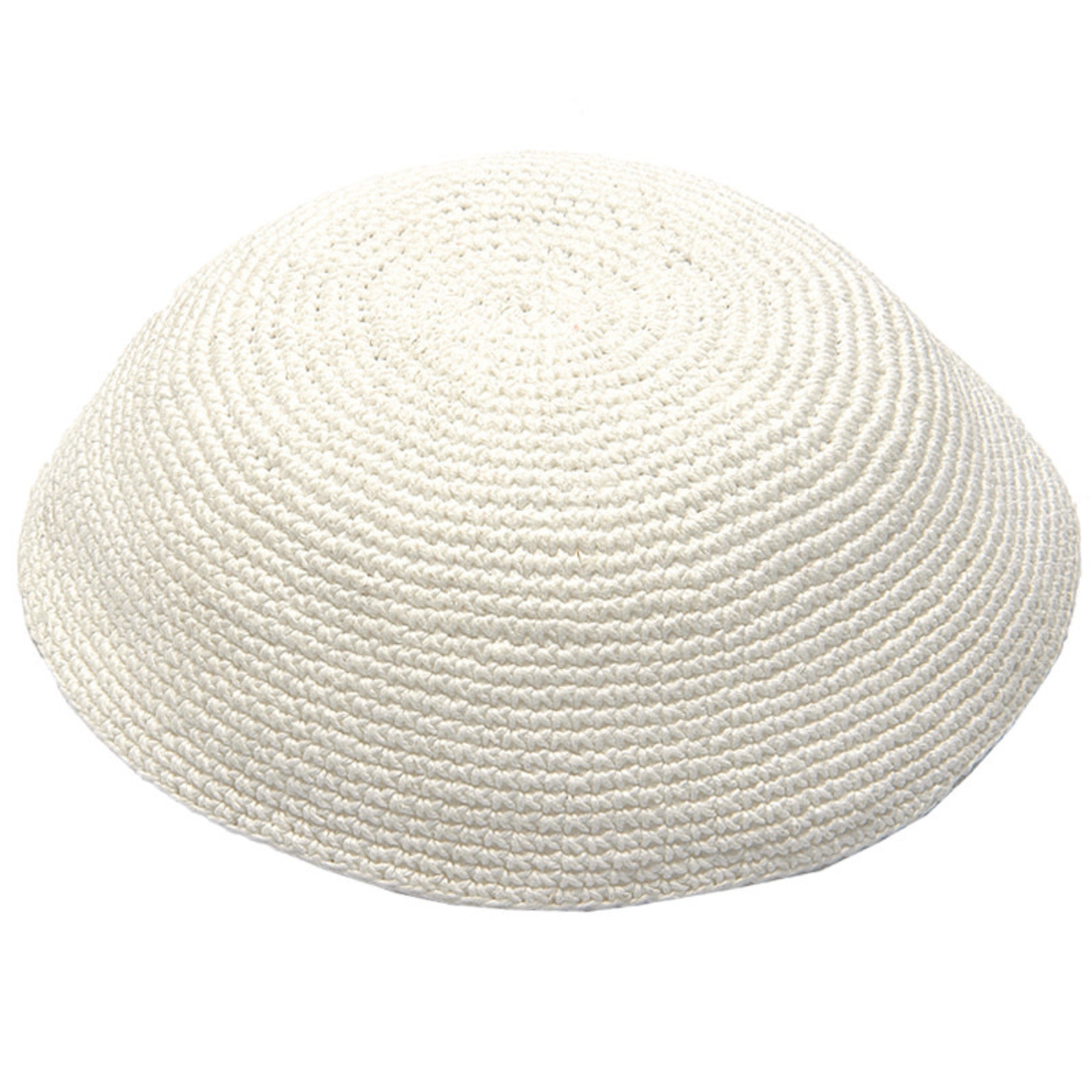 DMC Dense Knitted White Kippah - 17cm