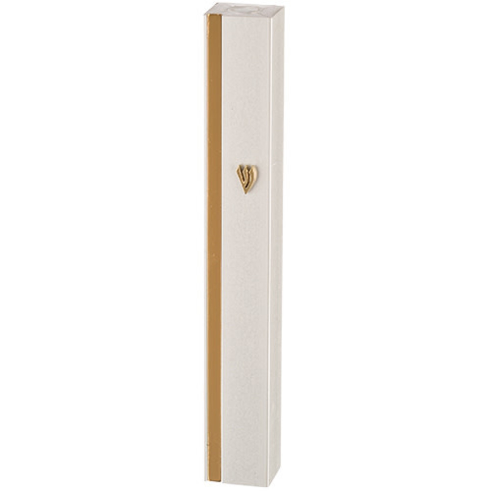 Metal Mezuzah Case - White/Gold