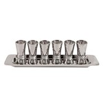 Hammered Conical Shaped Liquor Cups Set of 6- Silver Rings