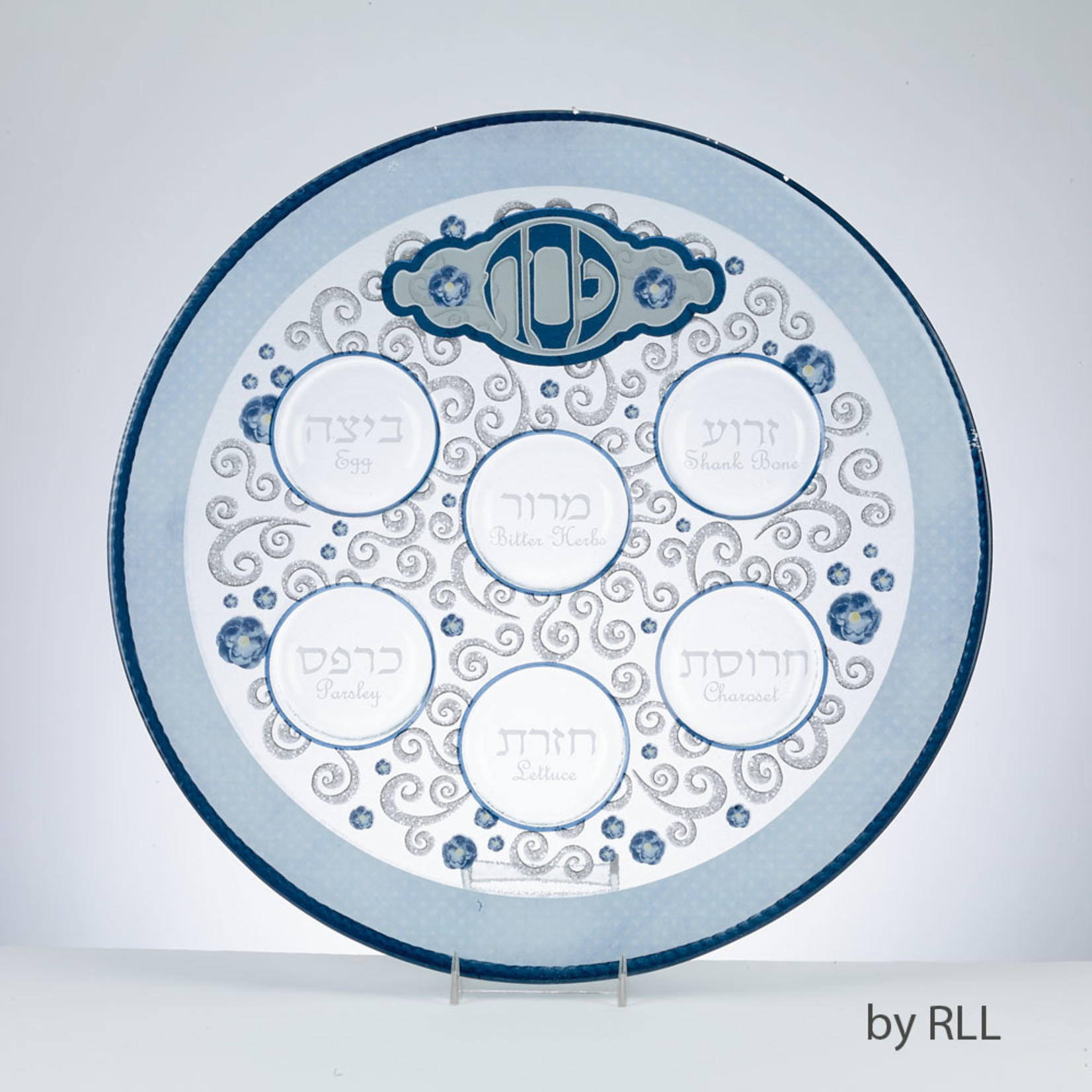 Round Glass "Elegant" Seder Plate